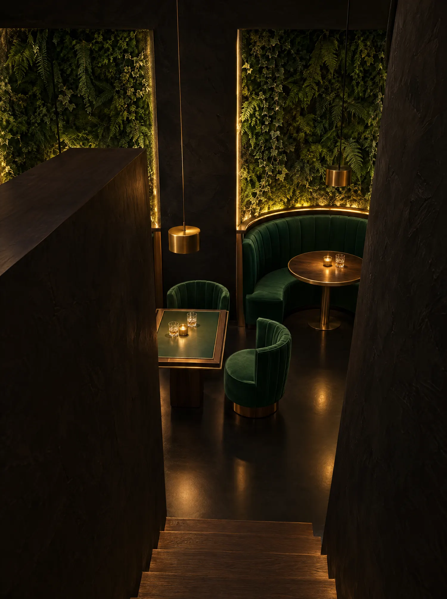 L'arrivée dans la Secret Room, en bas des marches